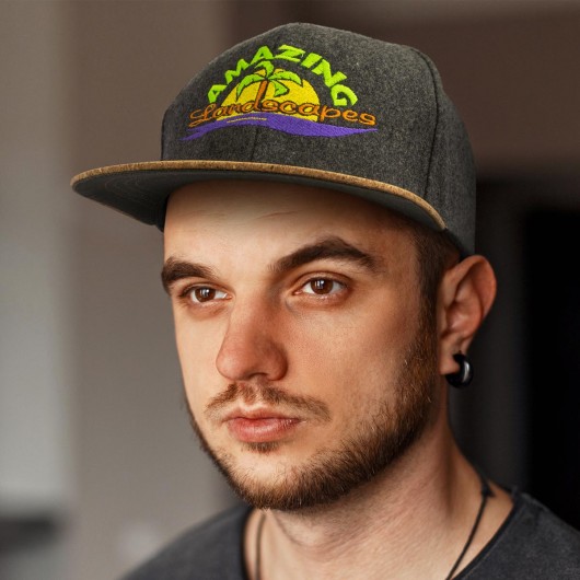Cork Heather Flat Peak Caps Lifestyle